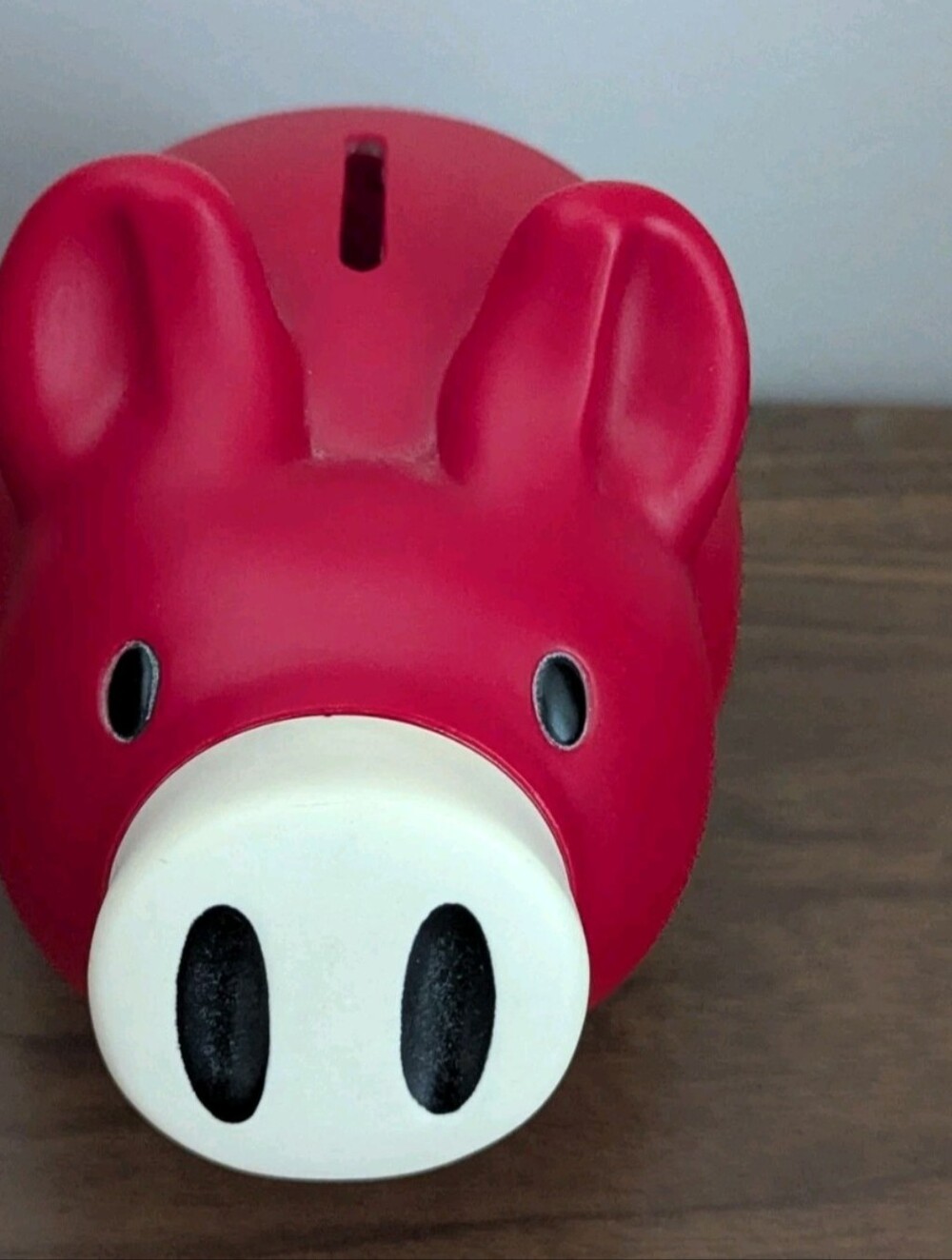 Old Navy Red Plastic Piggy Bank w/ Removable Snout - 7.5" Long
